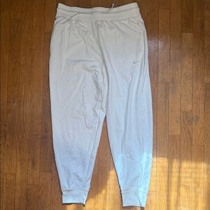 Nike White Drawstring Joggers with Swoosh